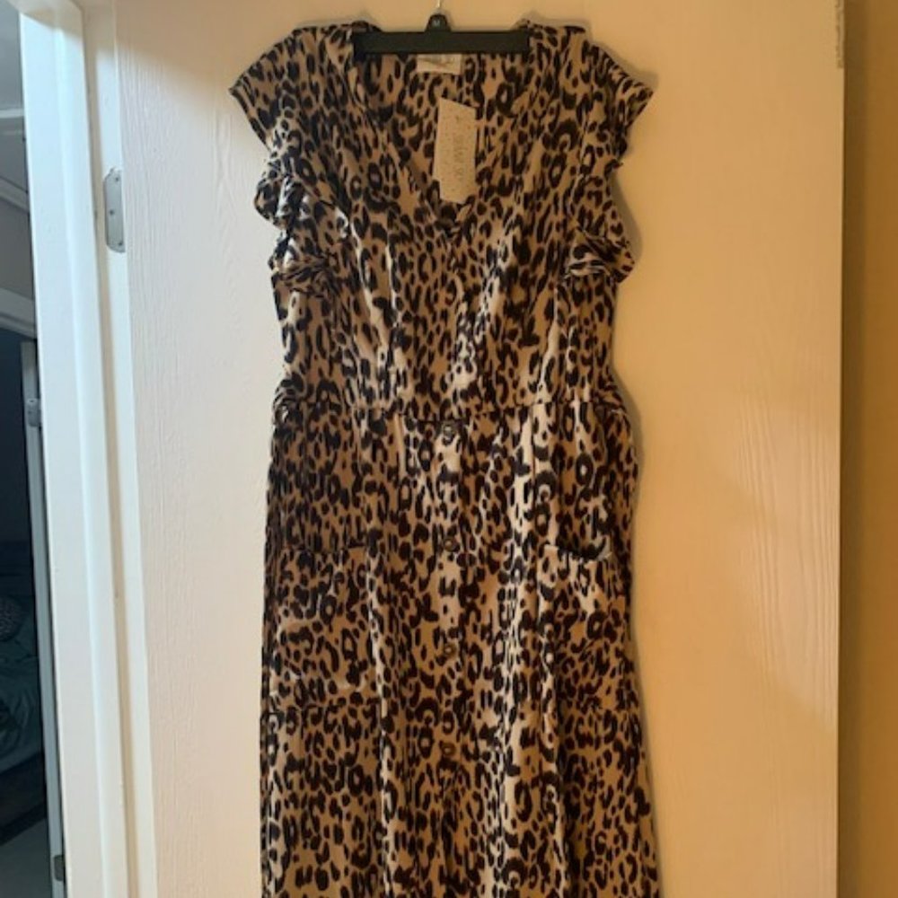 Leopard Print Wrap Dress - Size Medium